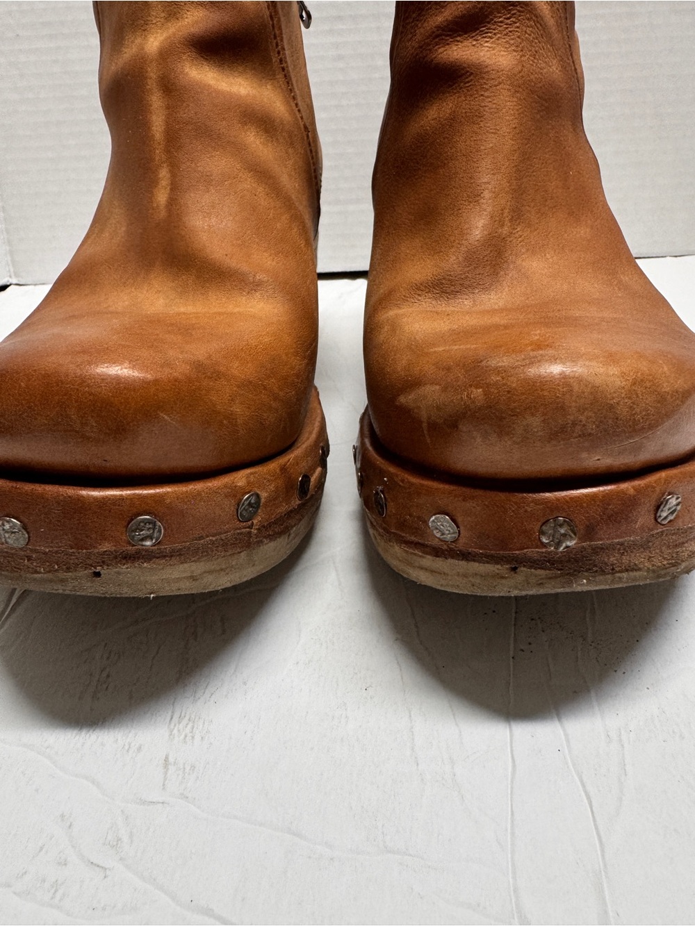 AS 98 Made In Italy Savina Camel leather wedge  bootie western cowgirl sz38 - Picture 2 of 11